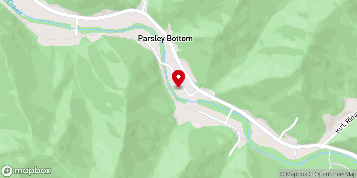 Map showing location of Parsley Bottom Freewill Baptist Church