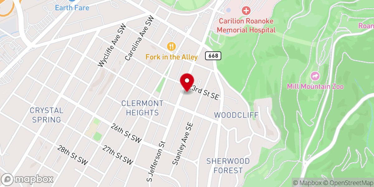 Map showing location of South Roanoke Preschool
