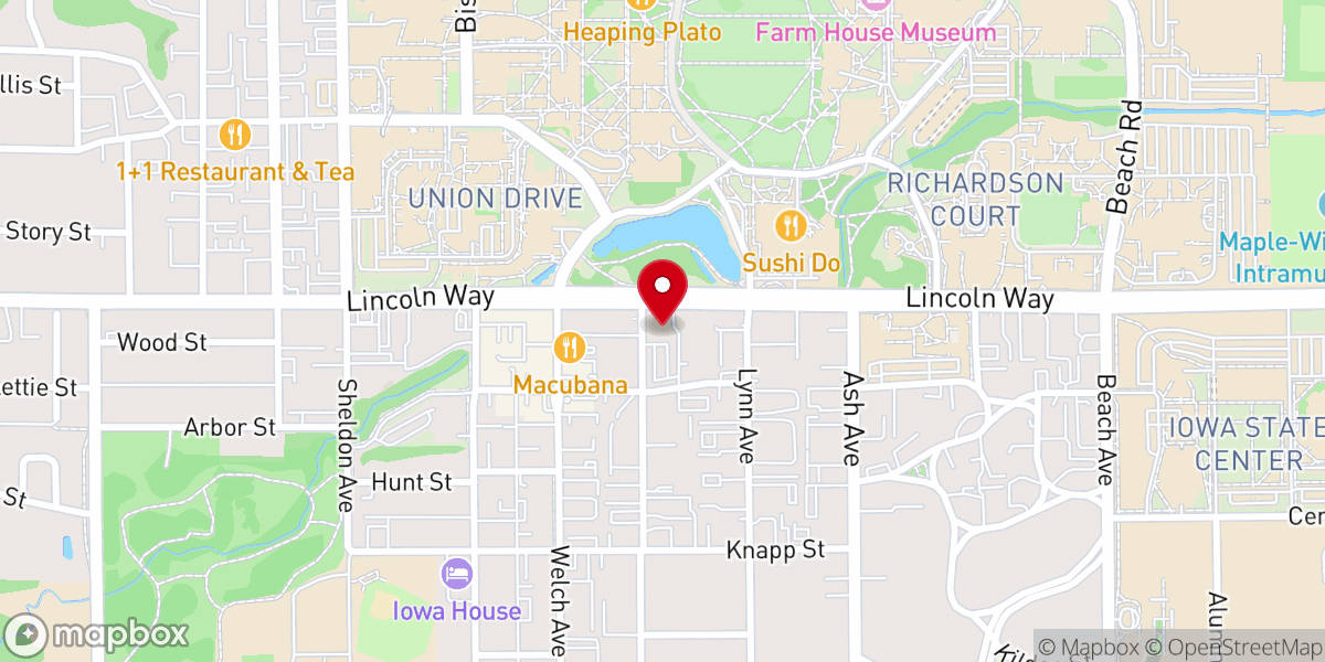 Map showing location of St. John's by the Campus Episcopal Church of Ames