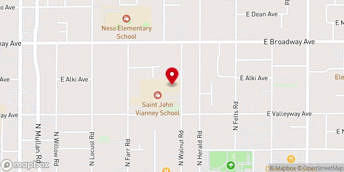 Map showing location of St. John Vianney Catholic Church