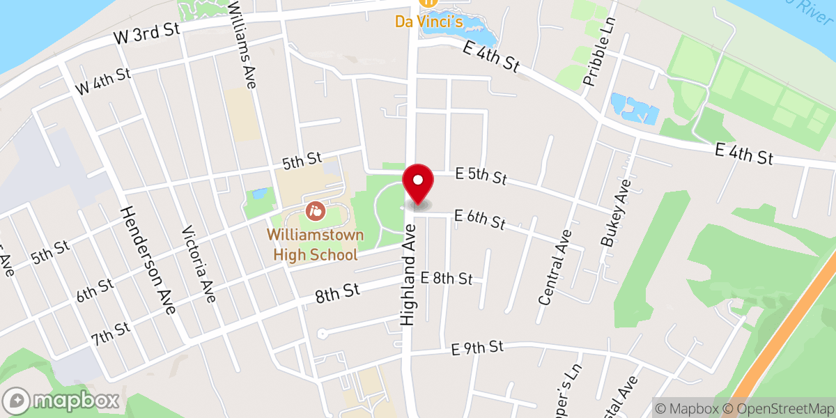 Map showing location of Williamstown Church of God