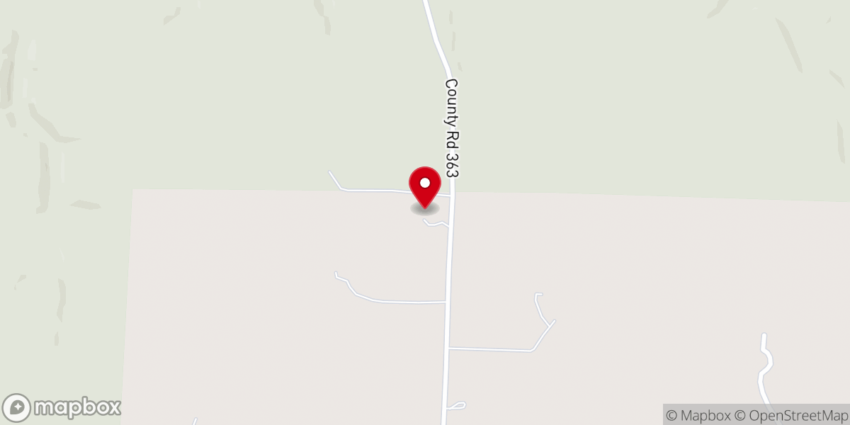 Map showing location of Dry Fork Baptist Church