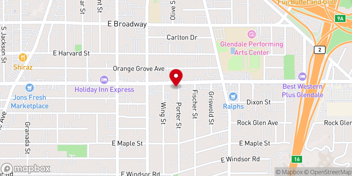 Map showing location of Calvary Chapel Glendale