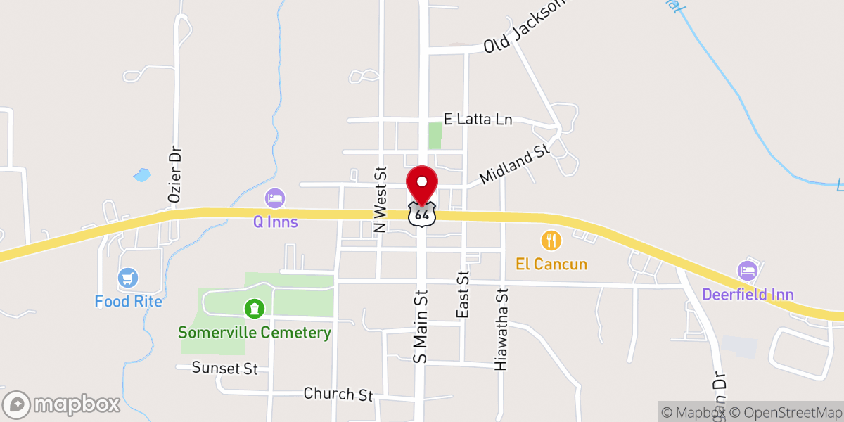 Map showing location of Somerville