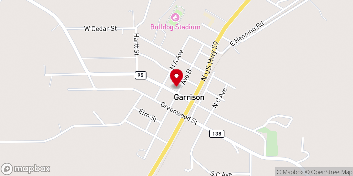 Map showing location of First Methodist Church of Garrison