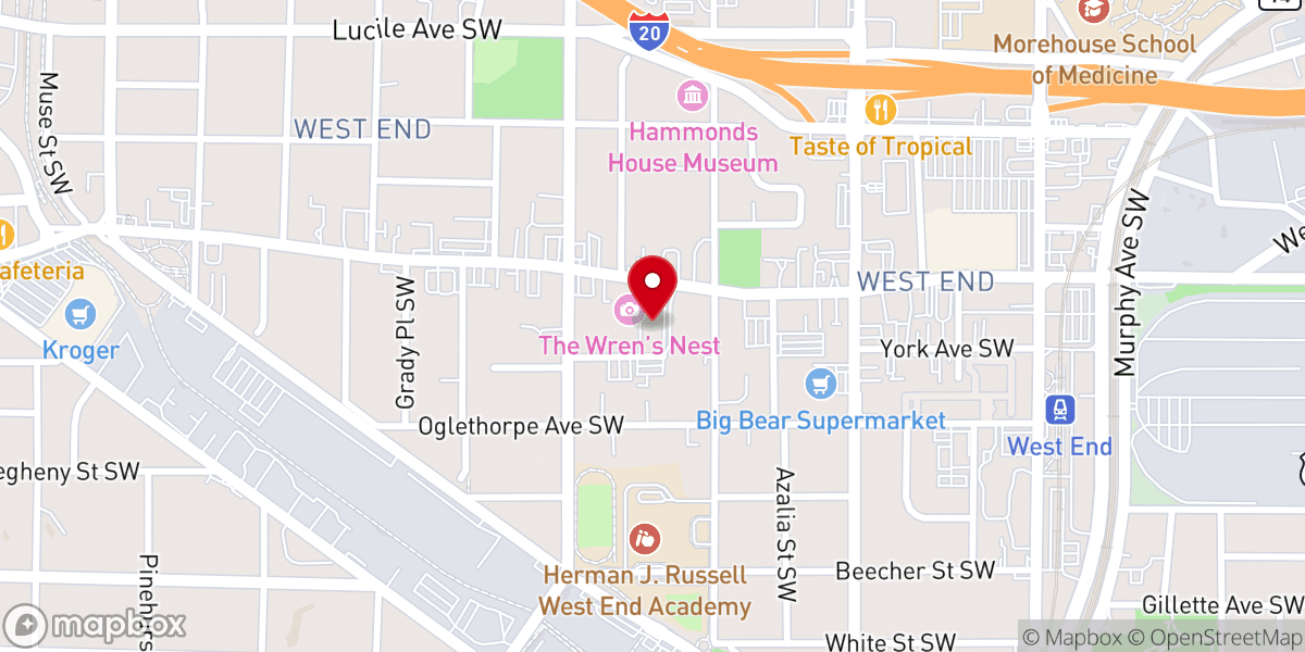 Map showing location of West Hunter Street Baptist Church