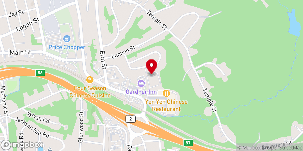 Map showing location of Gardner Rehabilitation & Nursing Center