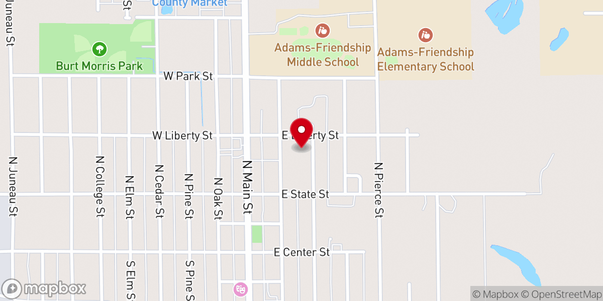 Map showing location of Adams Immanuel Lutheran Church LCMS