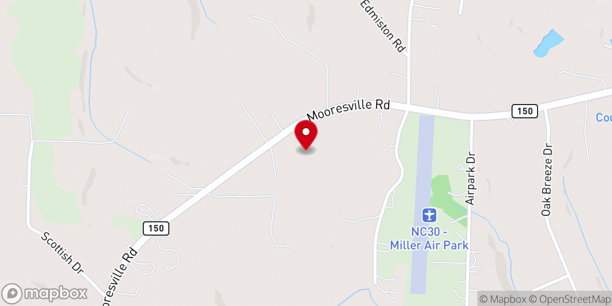 Map showing location of Mooresville Freewill Baptist Church
