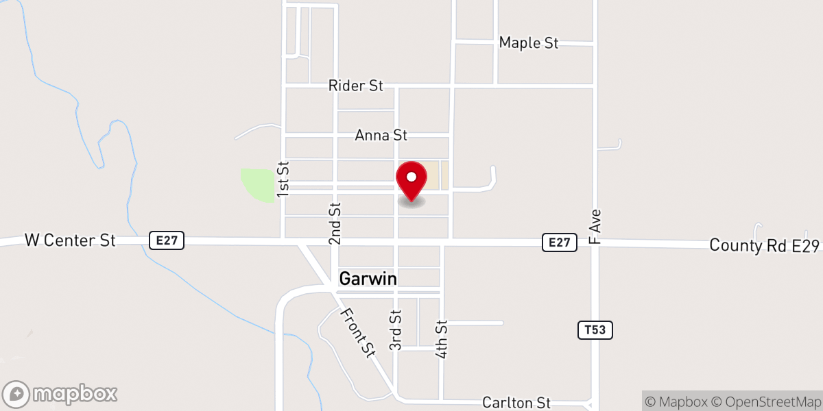Map showing location of Garwin Valley Community Church