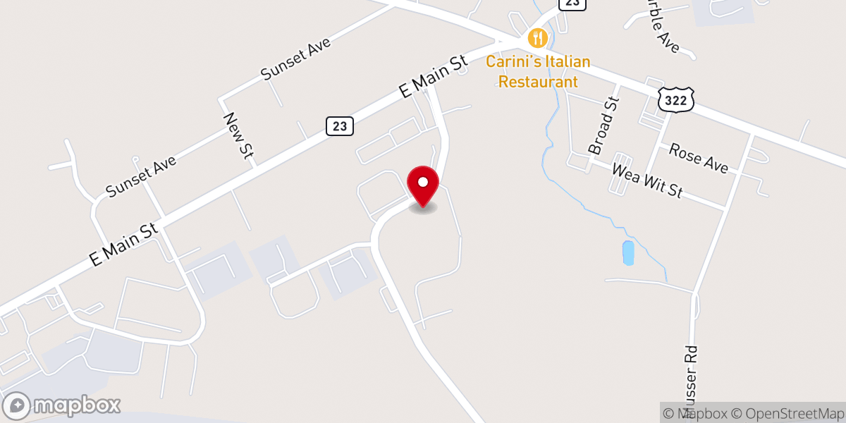 Map showing location of Town's Edge Garden Center