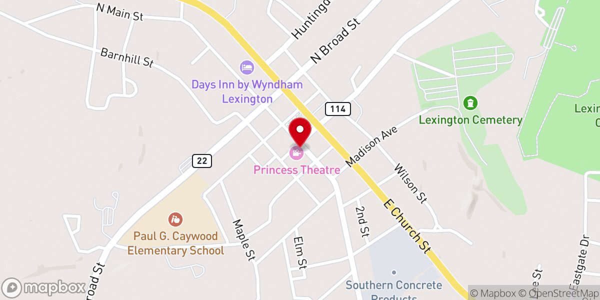 Map showing location of Princess Theatre