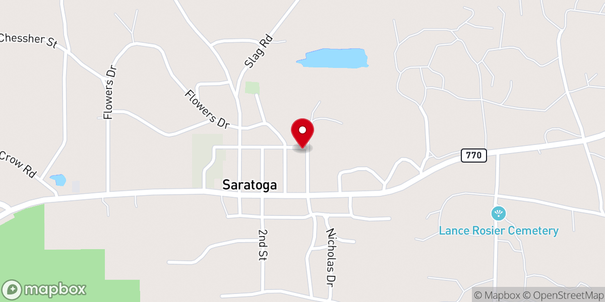 Map showing location of First Baptist Church