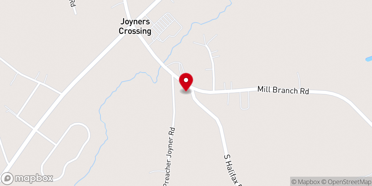 Map showing location of Mill Branch Church