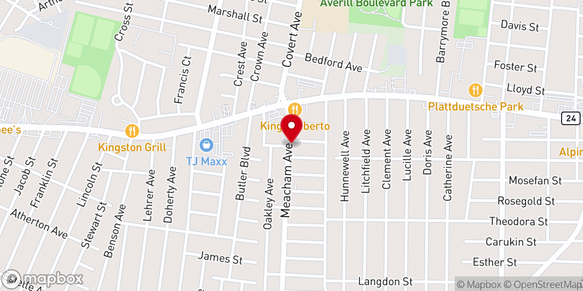 Map showing location of New York Pentecostal Church