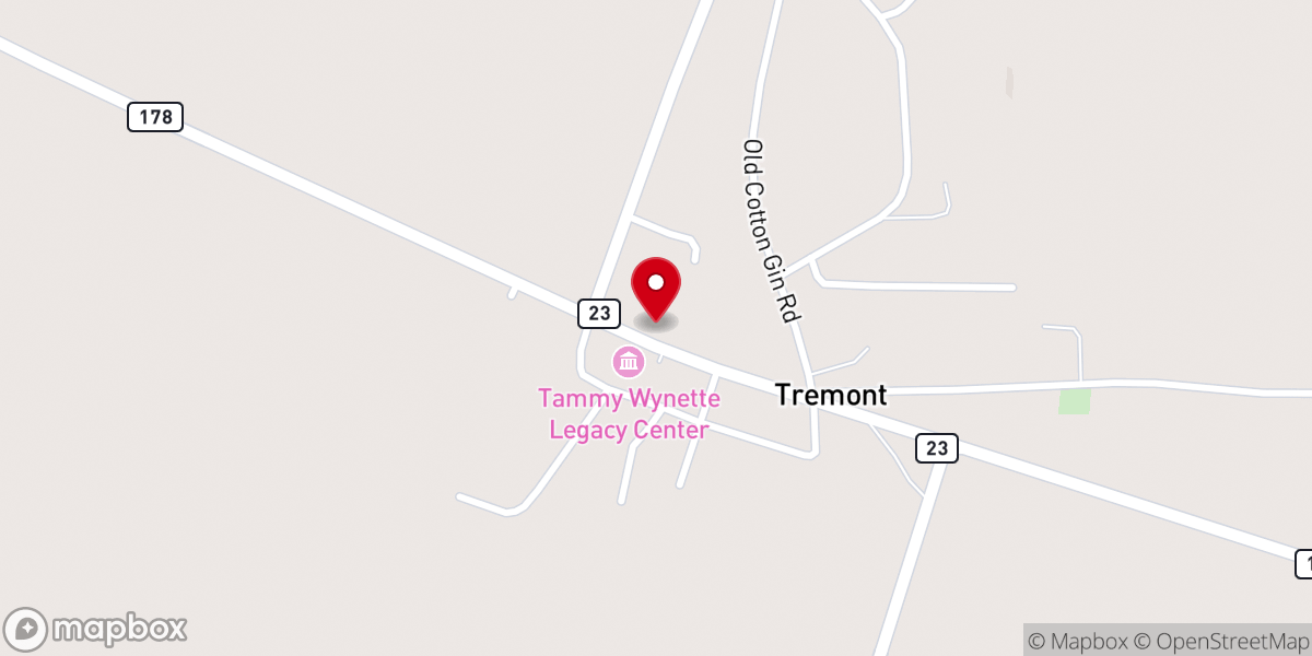 Map showing location of Tremont Methodist Church