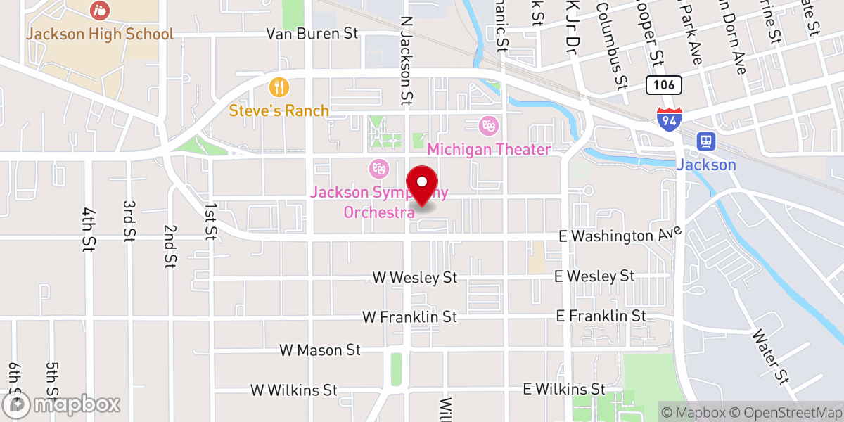 Map showing location of First Baptist Church of Jackson