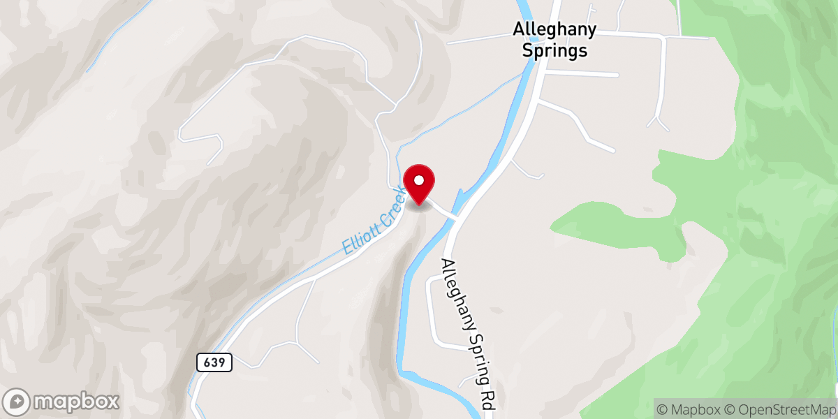 Map showing location of Alleghany Church