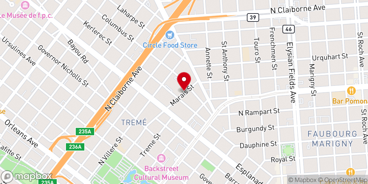 Map showing location of Original Morning Star Full Gospel Baptist Church of New Orleans Inc