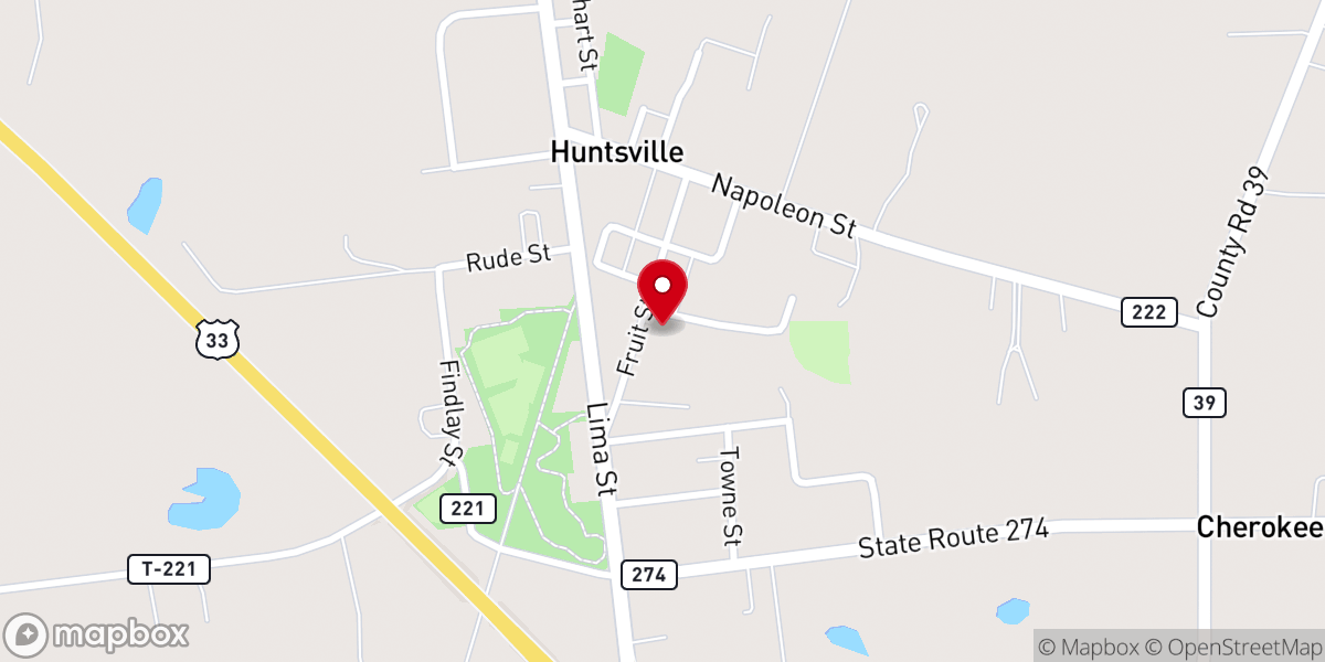 Map showing location of Huntsville Presbyterian Church