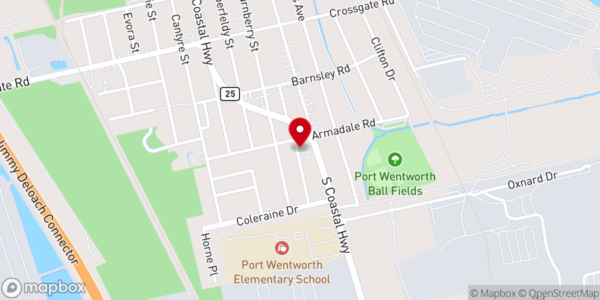 Map showing location of First Baptist Church Port Wentworth