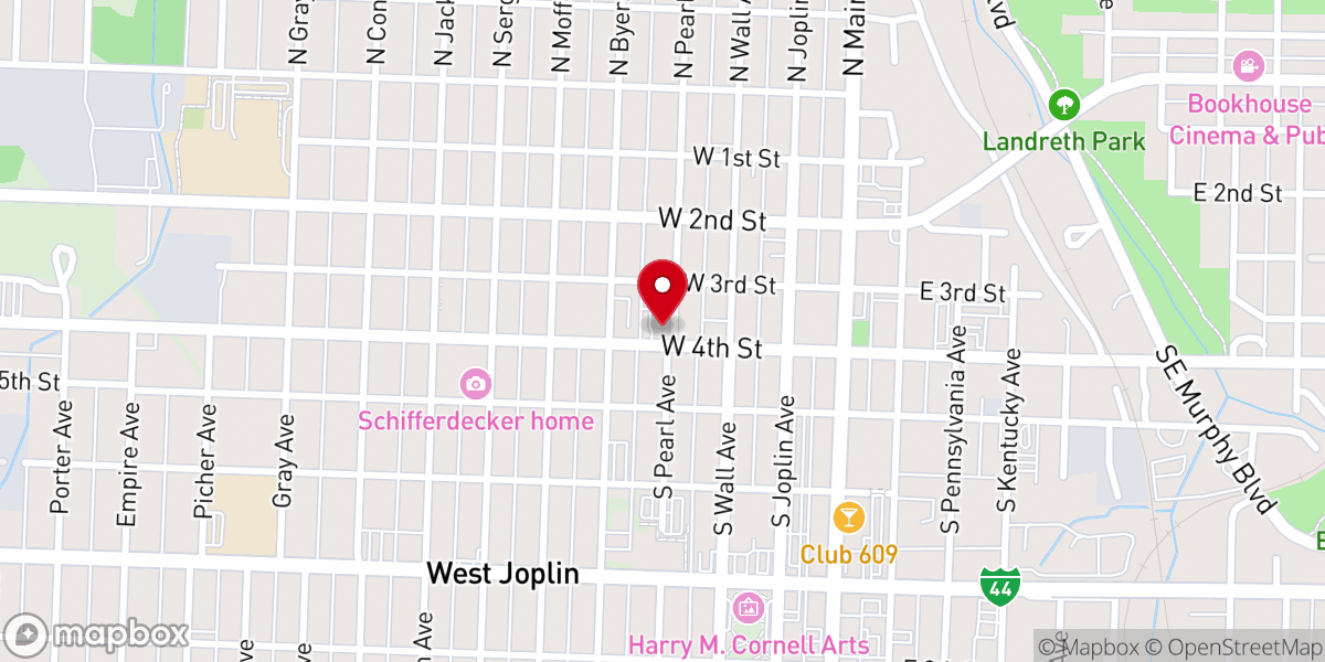Map showing location of Joplin First Christian Church