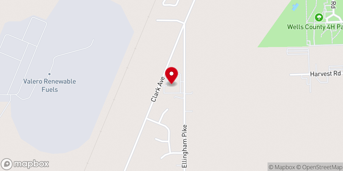 Map showing location of Bluffton Church of the Nazarene