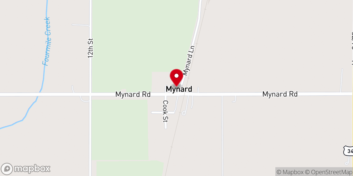Map showing location of Mynard Liberty United Methodist Church