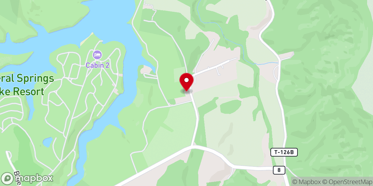 Map showing location of Cedar Fork Church