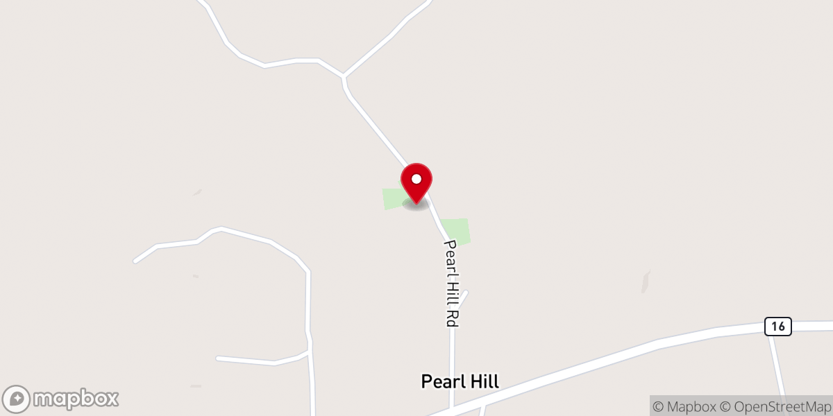 Map showing location of Pearl Hill Church