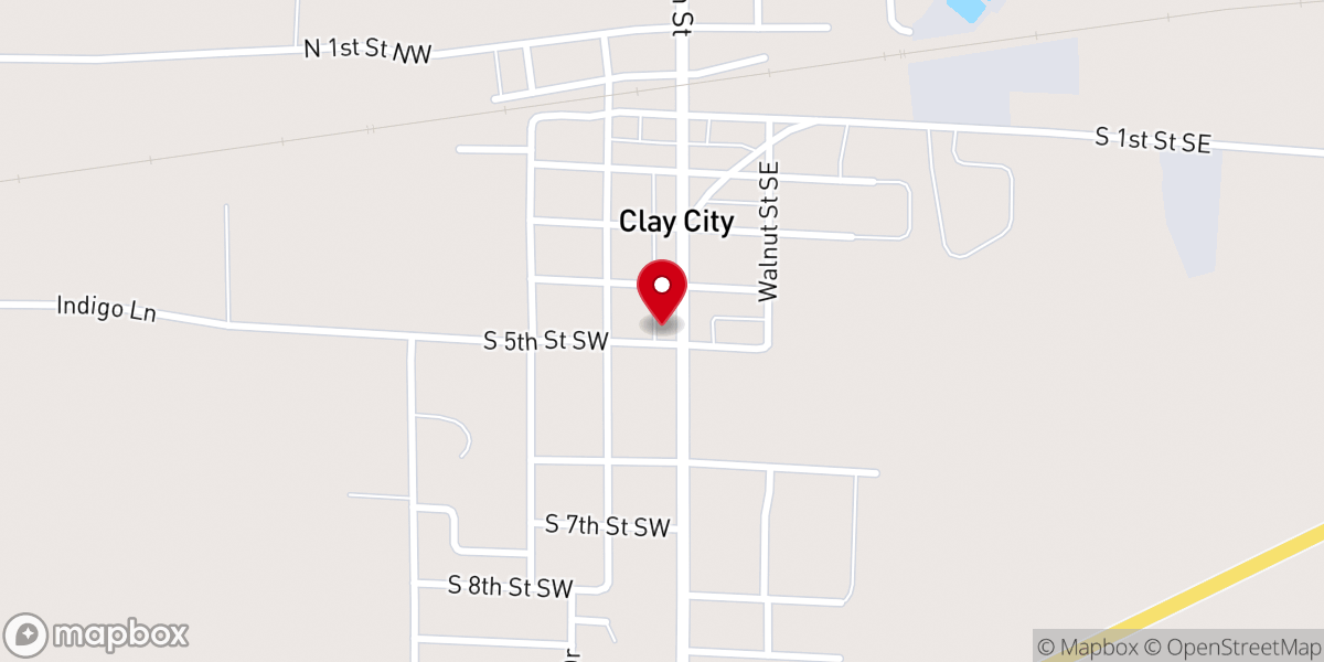 Map showing location of Clay City United Methodist Church