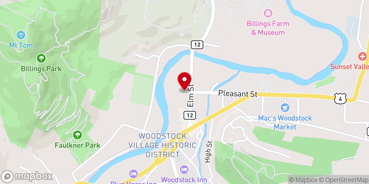 Map showing location of First Congregational Church of Woodstock, VT