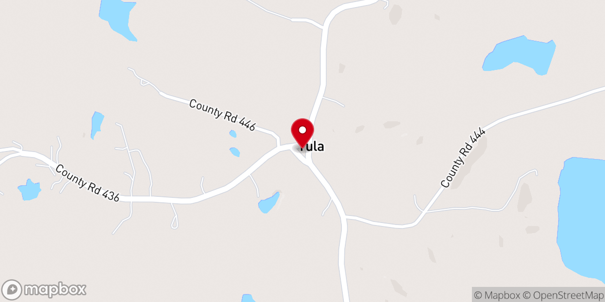 Map showing location of Tula Baptist Church
