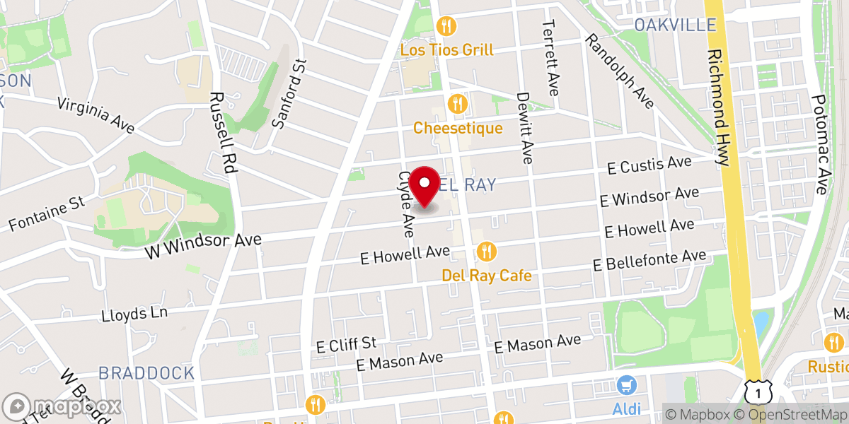 Map showing location of Del Ray United Methodist Church