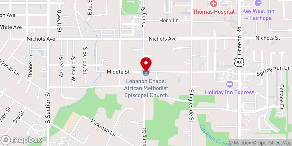 Map showing location of Lebanon Chapel African Methodist Episcopal Church