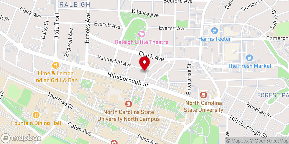 Map showing location of West Raleigh Presbyterian Church