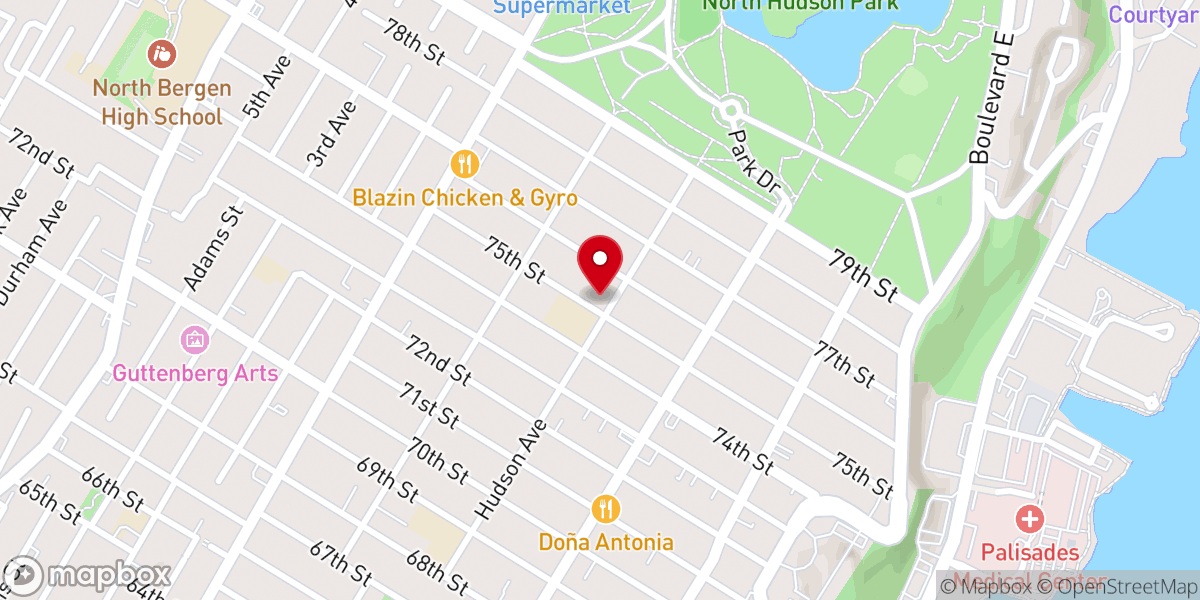 Map showing location of Temple Beth-El of North Bergen