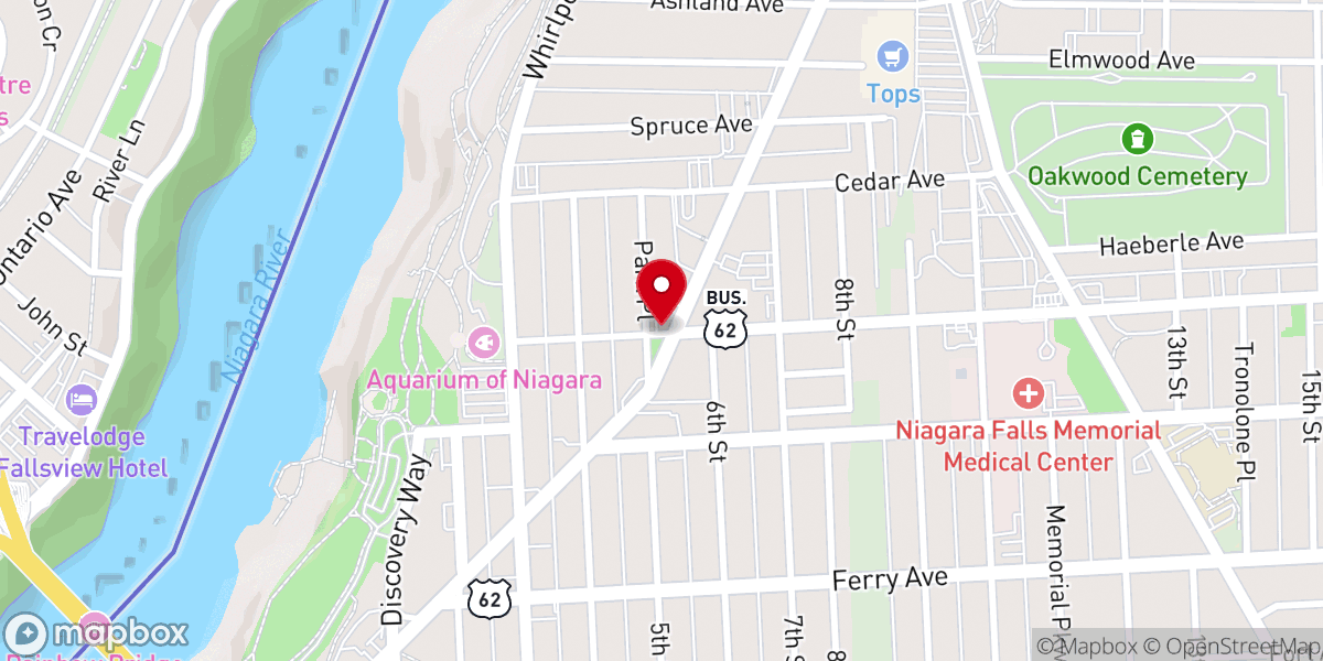 Map showing location of Niagara Gospel Rescue Mission Inc