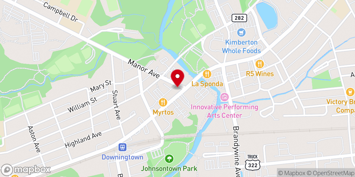 Map showing location of Christ Church Downingtown
