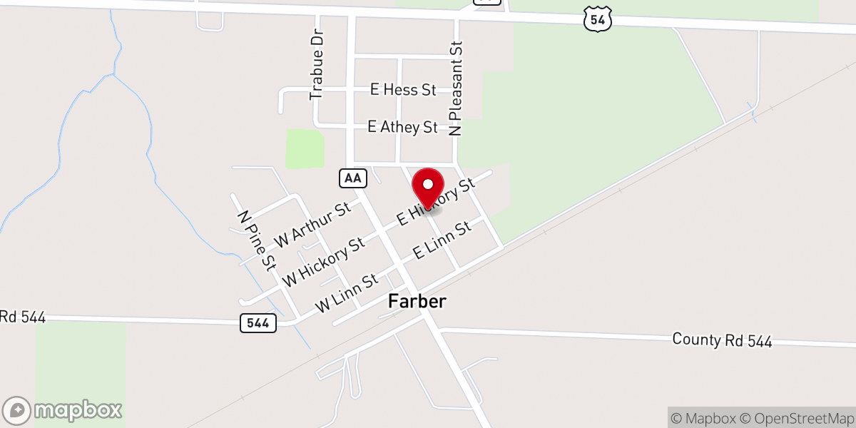 Map showing location of Farber Presbyterian Church