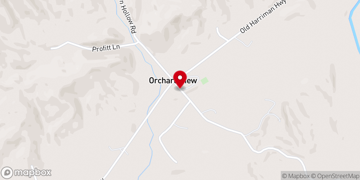 Map showing location of Orchard View Baptist Church