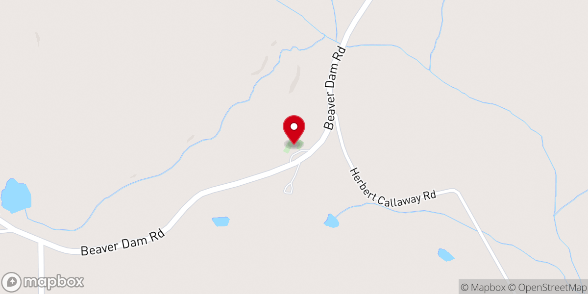 Map showing location of Beaverdam Baptist Church