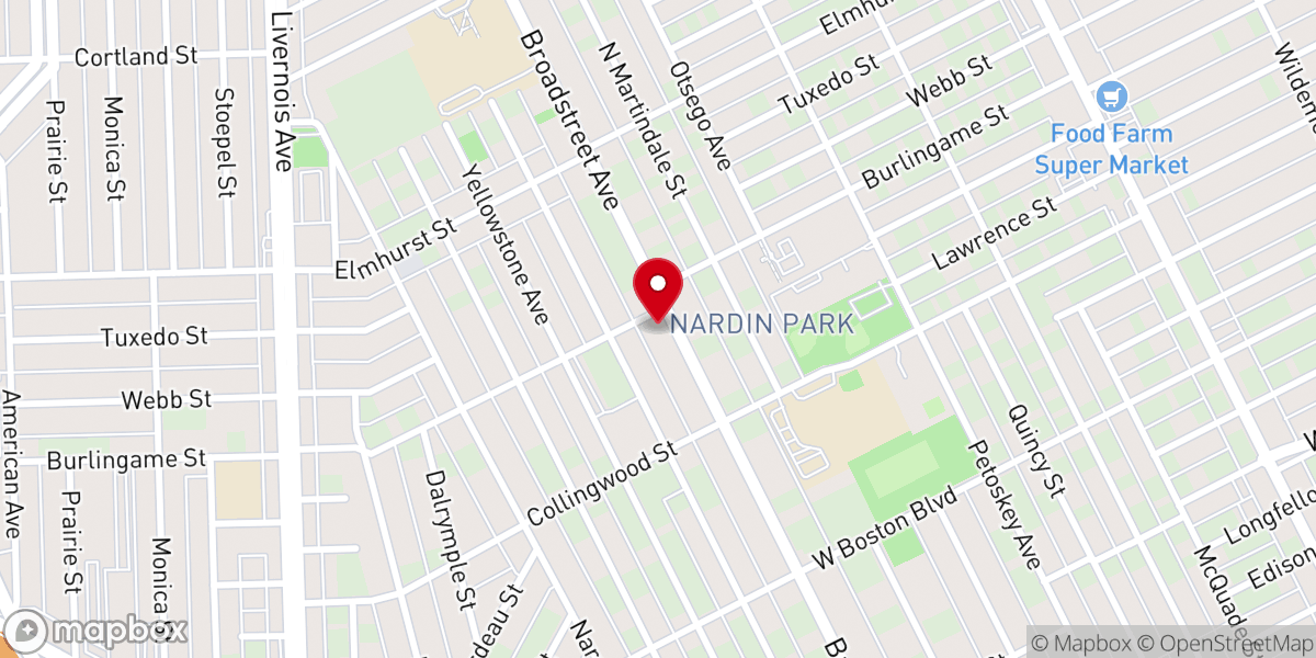 Map showing location of Russell Woods Church of Christ