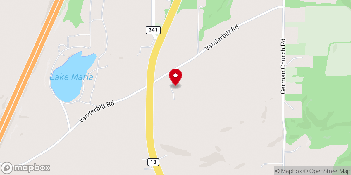 Map showing location of Peoples Baptist Church