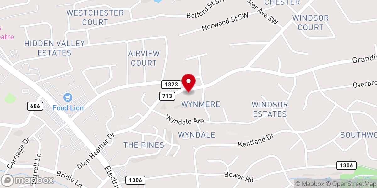 Map showing location of Windsor Hills Church