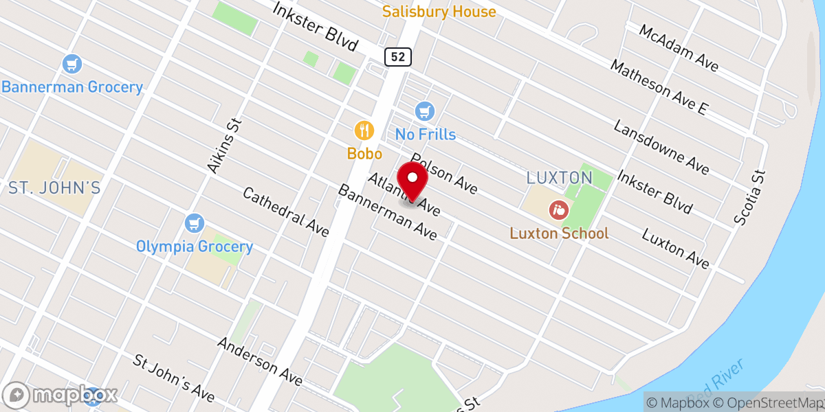 Map showing location of Tabernacle Baptist Church