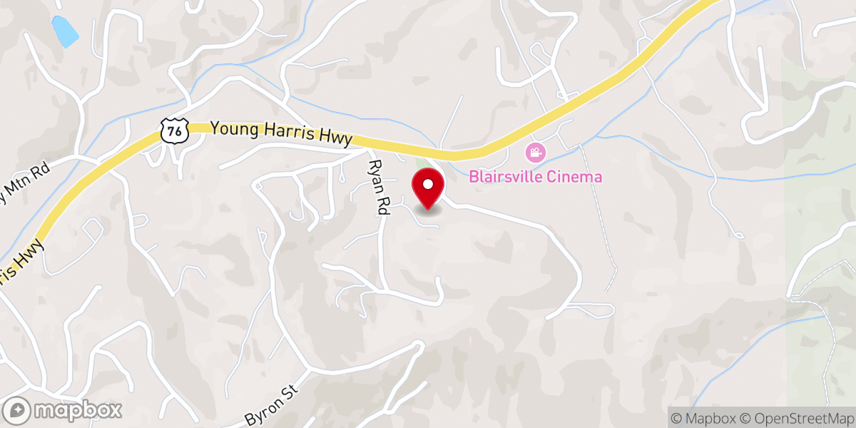 Map showing location of Zebulon Church