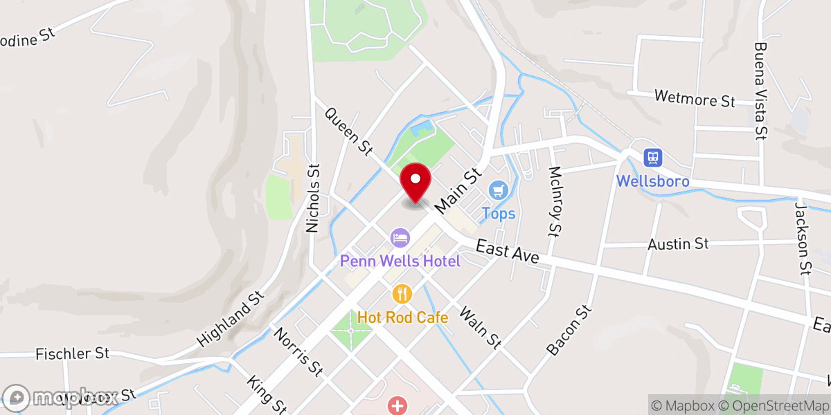 Map showing location of Wellsboro United Methodist Church