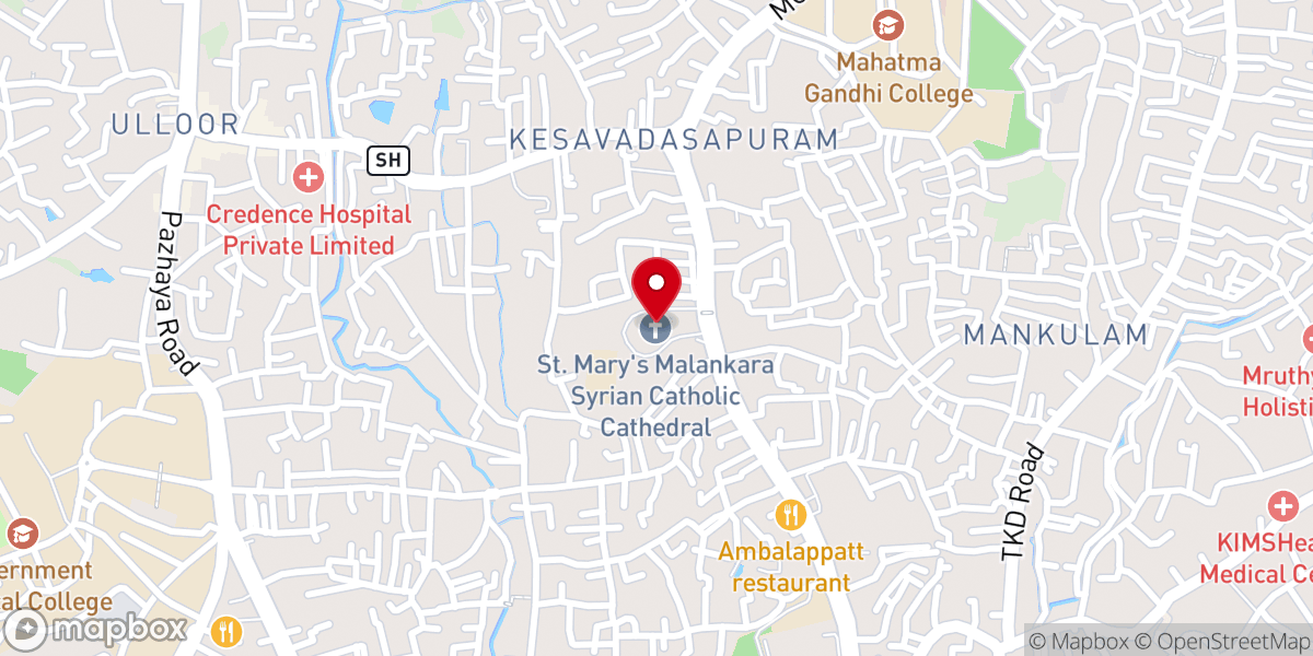 Map showing location of St. Mary's Syro-Malankara Catholic Major Archeparchial Cathedral, Pattom