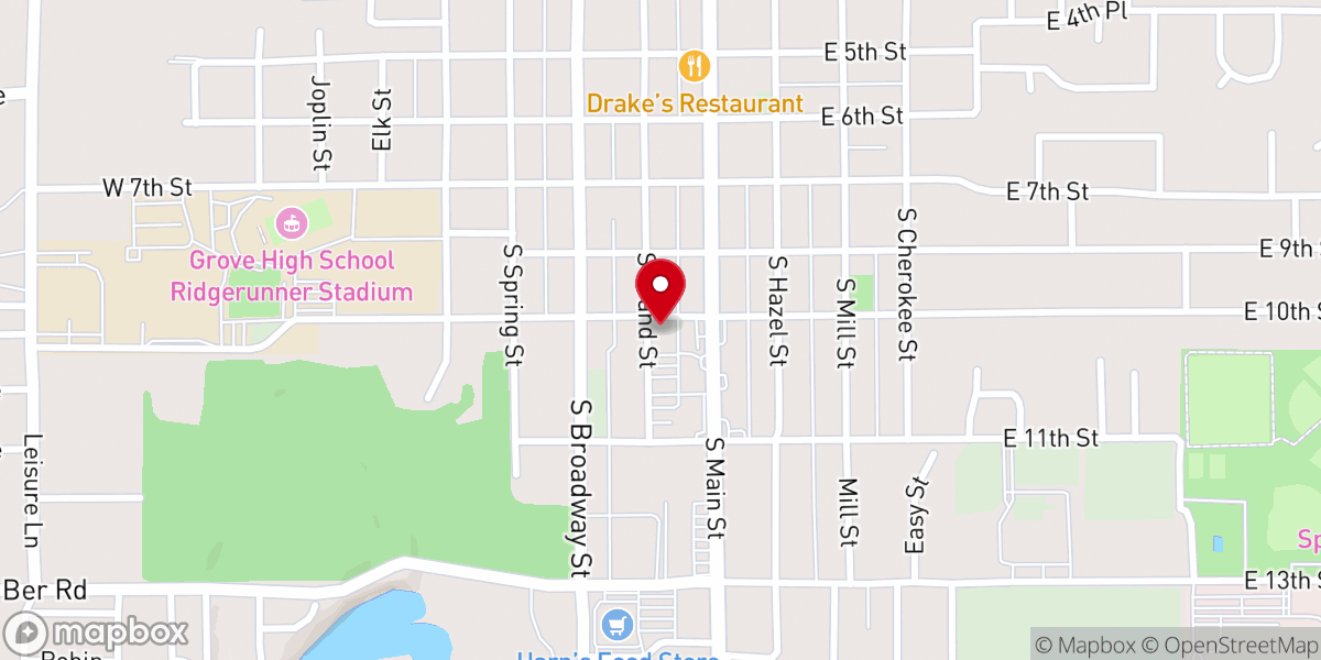 Map showing location of Grove Church of Christ